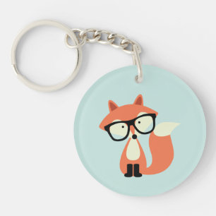 Cute Hipster Red Fox Key Ring