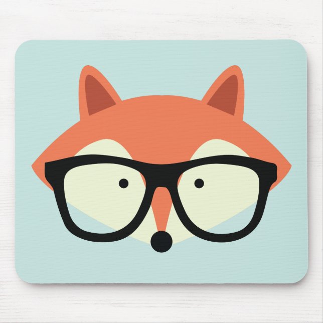 Cute Hipster Red Fox Mouse Pad (Front)