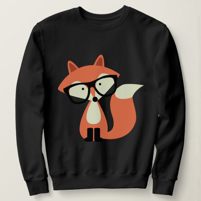 Cute Hipster Red Fox Sweatshirt (Design Front)