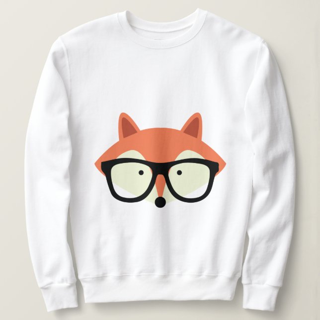 Cute Hipster Red Fox Sweatshirt (Design Front)