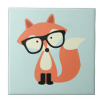 Cute Hipster Red Fox Tile<br><div class="desc">Adorable vector illustration of a cute little red fox wearing an oversized pair of glasses.</div>