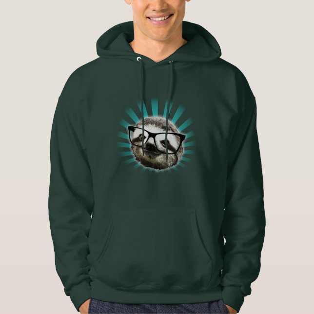 Cute! Hipster Sloth Hoodie (Front)
