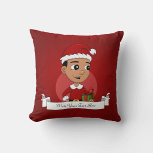 Cute Hispanic Christmas boy cartoon Cushion