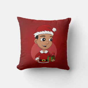 Cute Hispanic Christmas boy cartoon Cushion