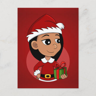 Cute Hispanic girl with long black hair Holiday Postcard