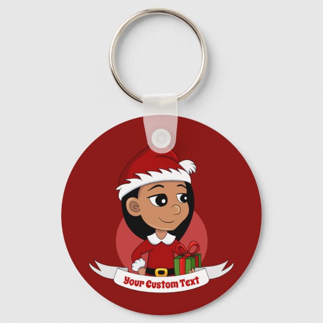 Cute Hispanic girl with long black hair  Key Ring (Front)