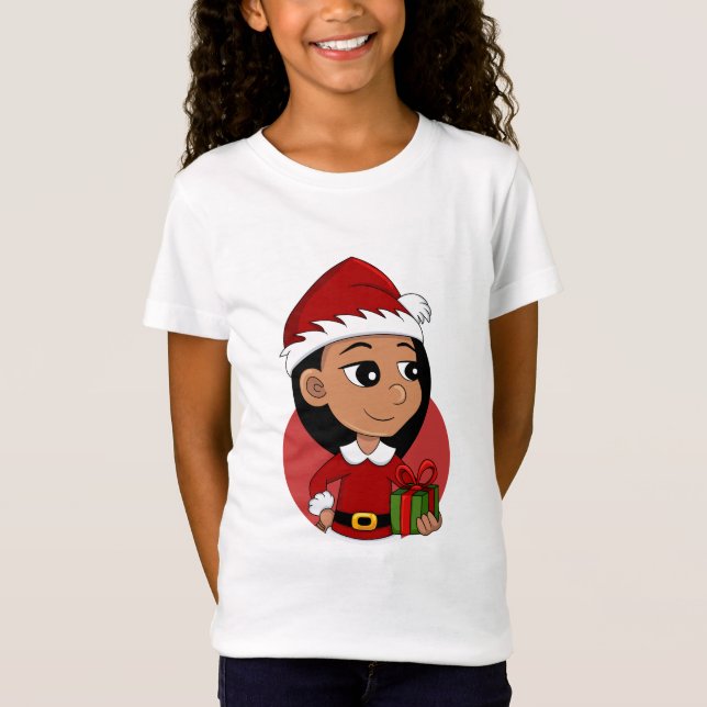 Cute Hispanic girl with long black hair  T-Shirt (Front)