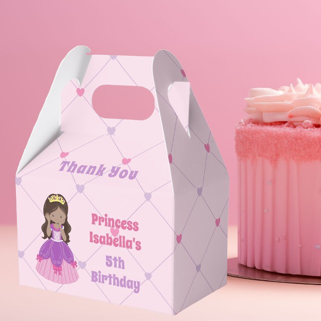 Cute Hispanic Princess Girl Pink Birthday Party Favour Box (Creator Uploaded)