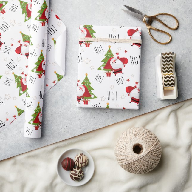 Cute Ho Ho Ho Modern Christmas Santa Wrapping Paper (Crafts)
