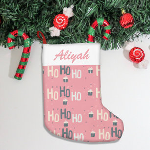 Cute Ho Ho Ho Pink Christmas Stocking