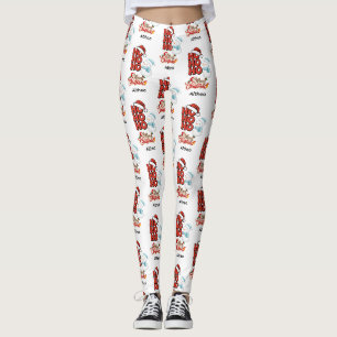 Cute Ho Ho Ho Typography Christmas text custom Leggings