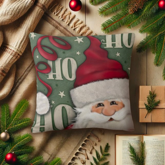 Cute Ho Ho Santa Inspirivity Throw Pillow (Creator Uploaded)