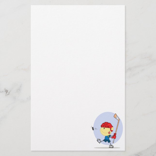 cute hockey kid cartoon stationery (Front)