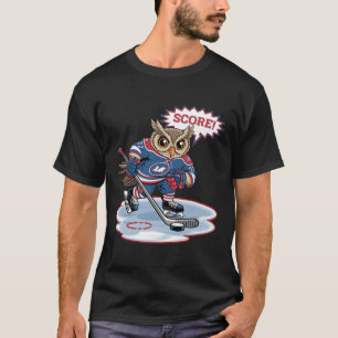 Cute Hockey Owl Fun Sport Art Design  T-Shirt