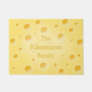 Cute Holey Swiss Cheese Personalizable Yellow Doormat