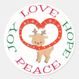 Cute Holiday Baby Reindeer Hope Classic Round Sticker