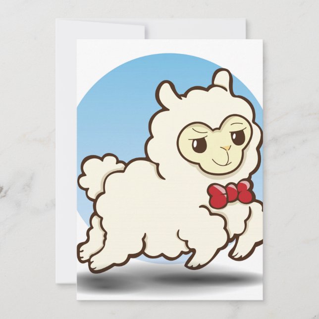 Cute Holiday Cartoon Lama Card (Front)