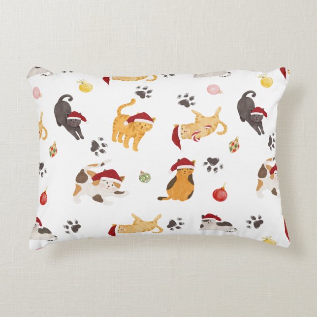 Cute Holiday Cat Pattern Decorative Cushion (Front)