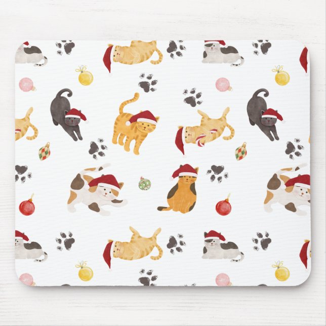 Cute Holiday Cat Pattern Mouse Pad (Front)