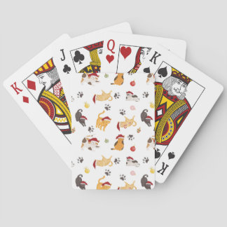 Cute Holiday Cat Pattern Playing Cards