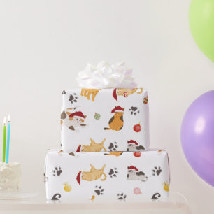 Cute Holiday Cat Pattern Wrapping Paper