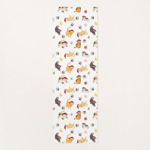Cute Holiday Cat Pattern Yoga Mat