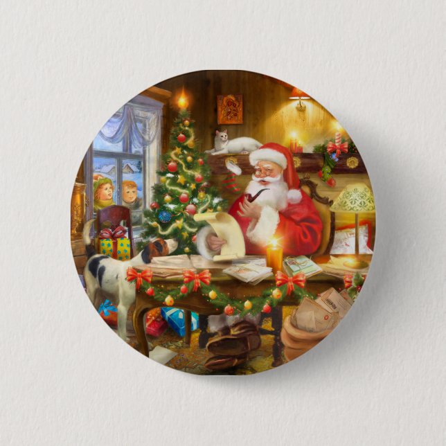 Cute holiday Christmas 6 Cm Round Badge (Front)