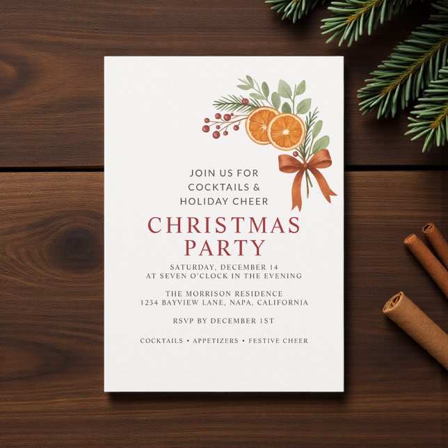 Cute Holiday Christmas Party Botanical Invitation (Creator Uploaded)
