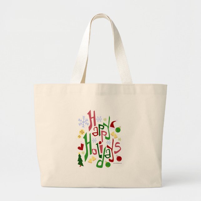 Cute Holiday Christmas Slogan Large Tote Bag (Front)
