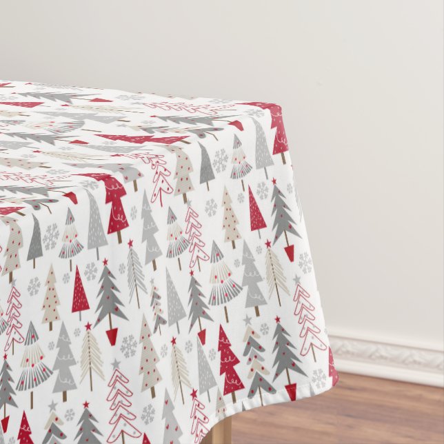 Cute Holiday Christmas Tree Pattern Tablecloth (In Situ)