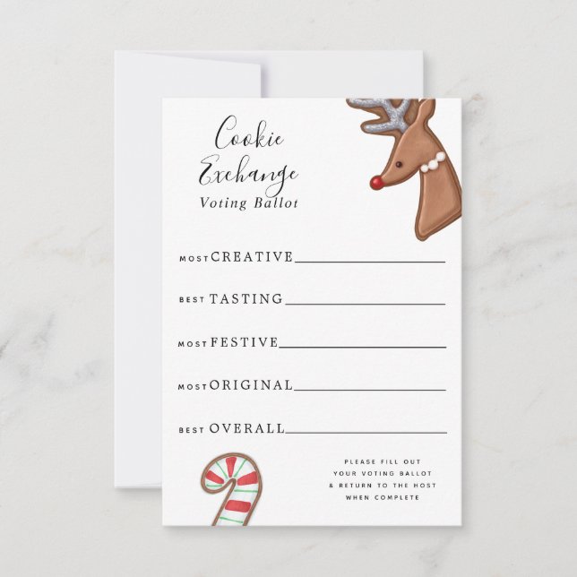 Cute Holiday Cookie Exchange Voting Ballot Invitation (Front)