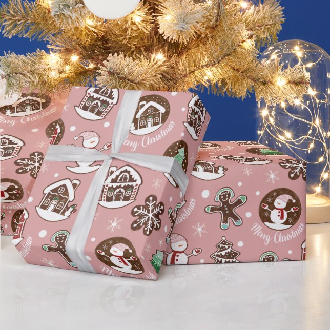 Cute Holiday Cookie Pattern Christmas Gift Wrap (Holidays)