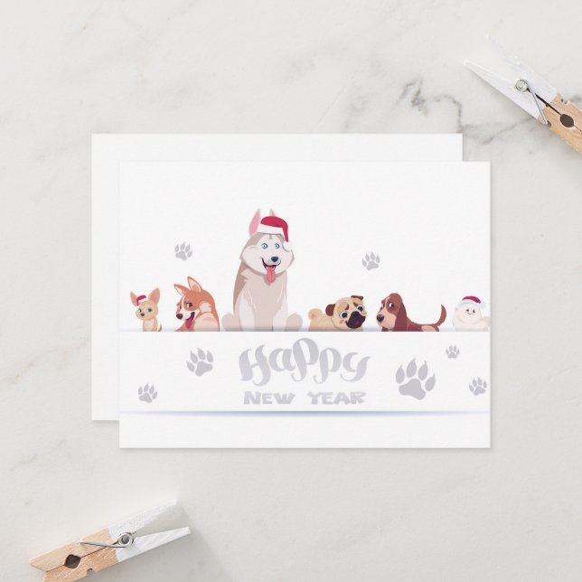 Cute Holiday Dogs Card (Front/Back In Situ)