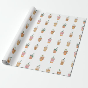 Cute Holiday Drinks Wrapping Paper