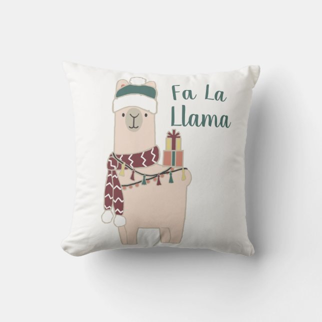 Cute Holiday Fa La Llama design Cushion (Front)