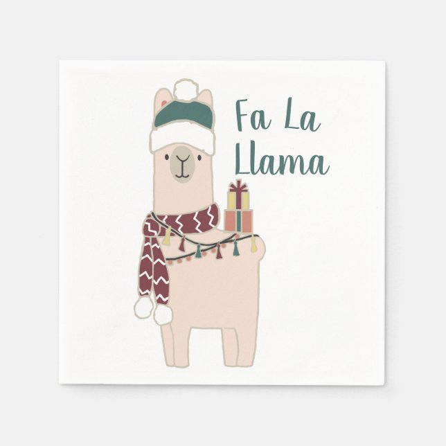 Cute Holiday Fa La Llama design Napkin (Front)