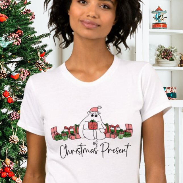 Cute Holiday Funny Christmas T-Shirt (Cute Modern Humor Cartoon Ghost Of Christmas T-Shirt )