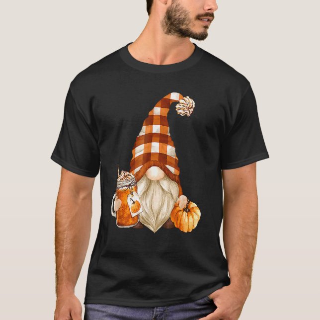 Cute Holiday Gnome For Thanksgiving With Fall Pump T-Shirt (Front)