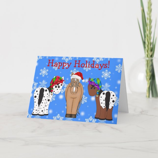 Cute Holiday Horse Christmas Greeting Card (Front)