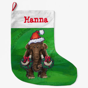 Cute Holiday Mastodon Large Christmas Stocking