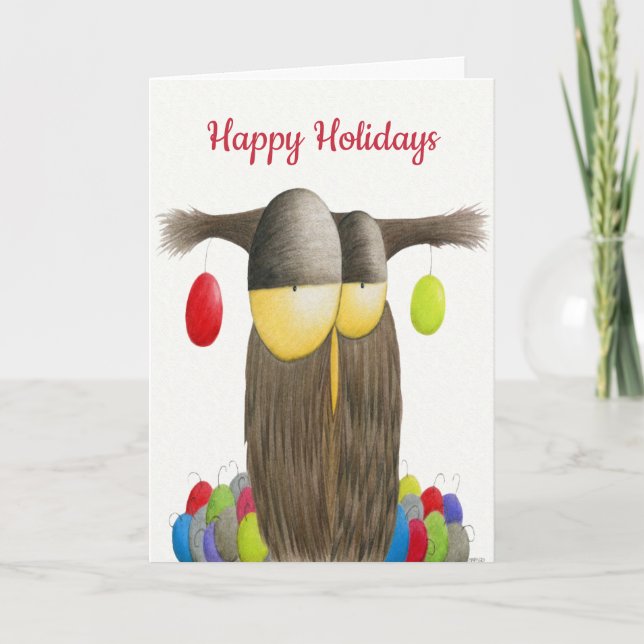 Cute Holiday Owl Card (Front)