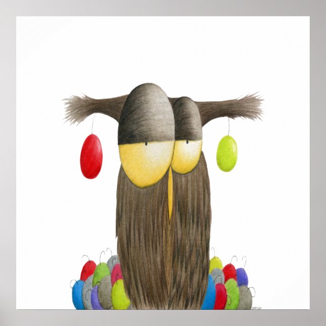 Cute Holiday Owl Poster (Front)