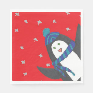 Cute Holiday Penguin Napkin