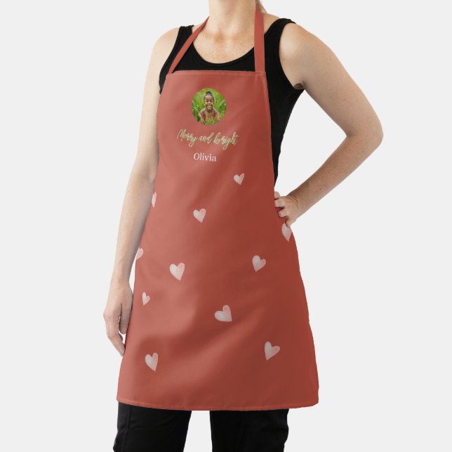 Cute Holiday Pink Heart Hand-painted Apron (Insitu)