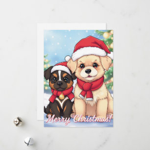 Cute Holiday Puppies in Santa Hats