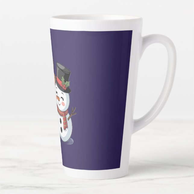 Cute Holiday Reindeer & Snowman Latte Mug (Right)
