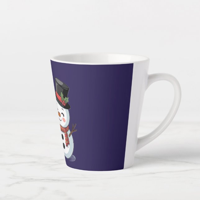 Cute Holiday Reindeer & Snowman Latte Mug (Right)