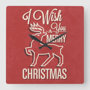 Cute Holiday Reindeer Wall Clock