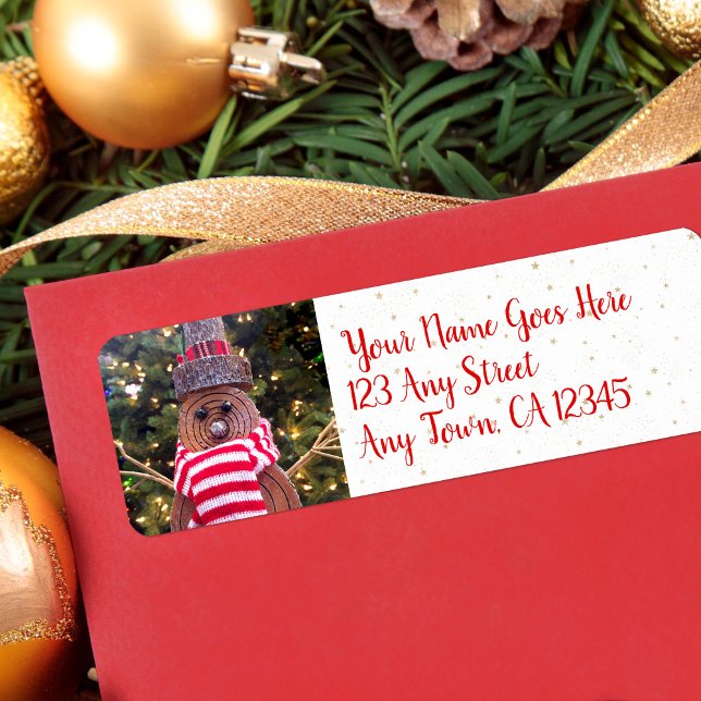 Cute Holiday Rustic Log Snowman Custom Name Script (Creator Uploaded)