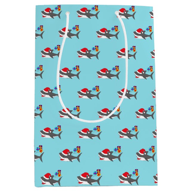 Cute Holiday Shark Gift Bag (Front)